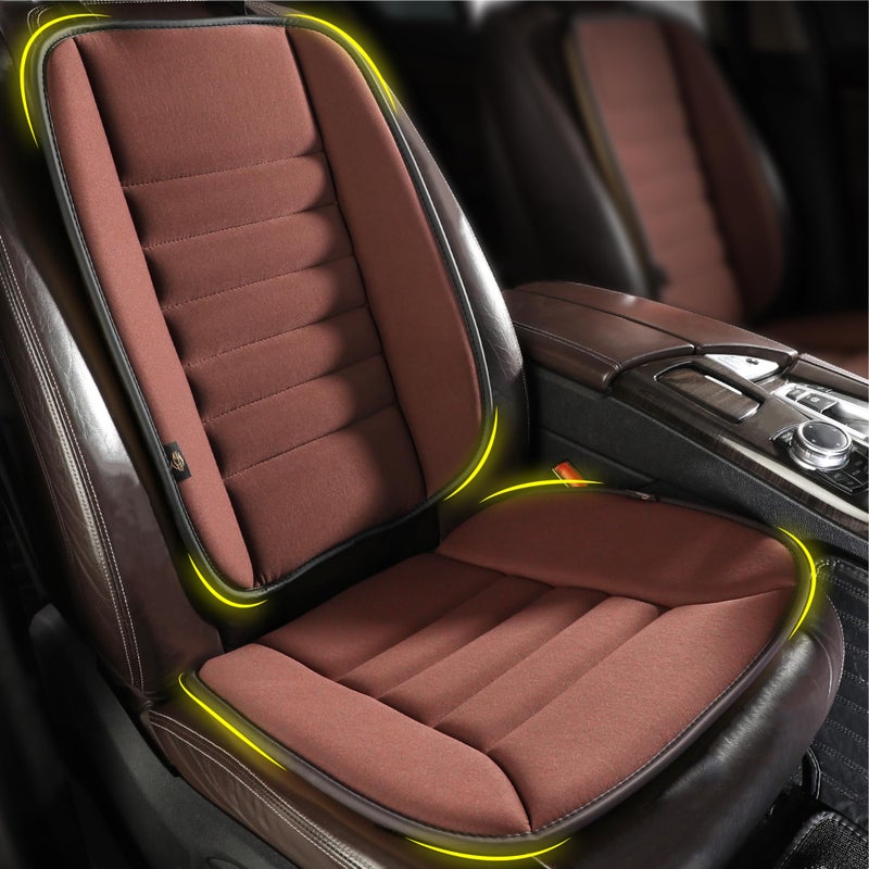 kingphenix Car Seat Cushion with Back Support Pillow: Enhanced Comfort Memory Foam Design for Pain Relief  Ideal for Drivers and Office Use - Ergonomic Lumbar Comfort for Long Sitting - Brown - Image 1